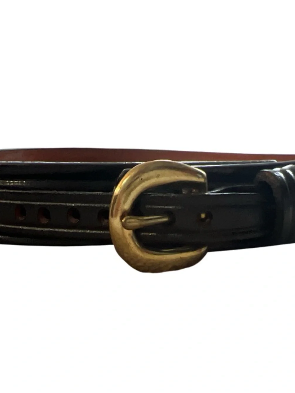 Don Hume Classic Black Leather Belt with Gold Buckle vintage